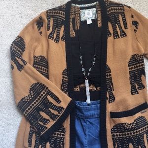 Element Elephant Knitted Bohemian Cardigan Sweater